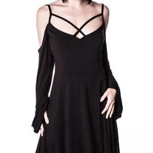 Killstar Séance Angel Sleeve Skater Dress - L